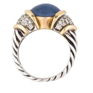 David Yurman “Capri” Diamond & Chalcedony  Ring